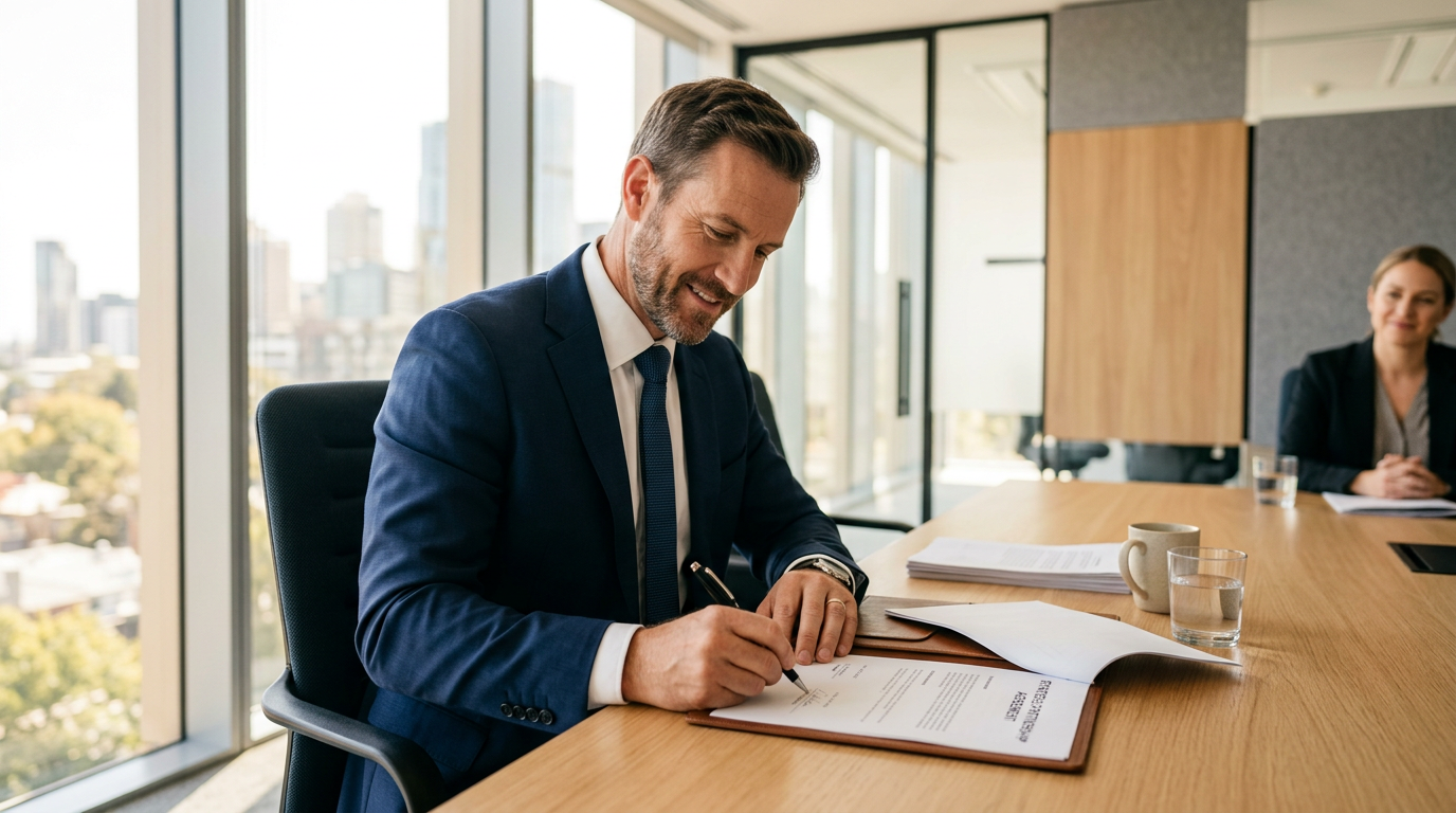 Échange professionnel autour d'une offre commerciale